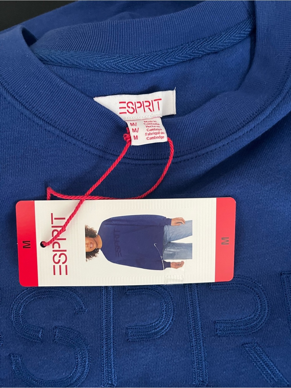Esprit Royal Blue Crewneck Sweatshirt with Tonal Logo - Picture 3 of 3